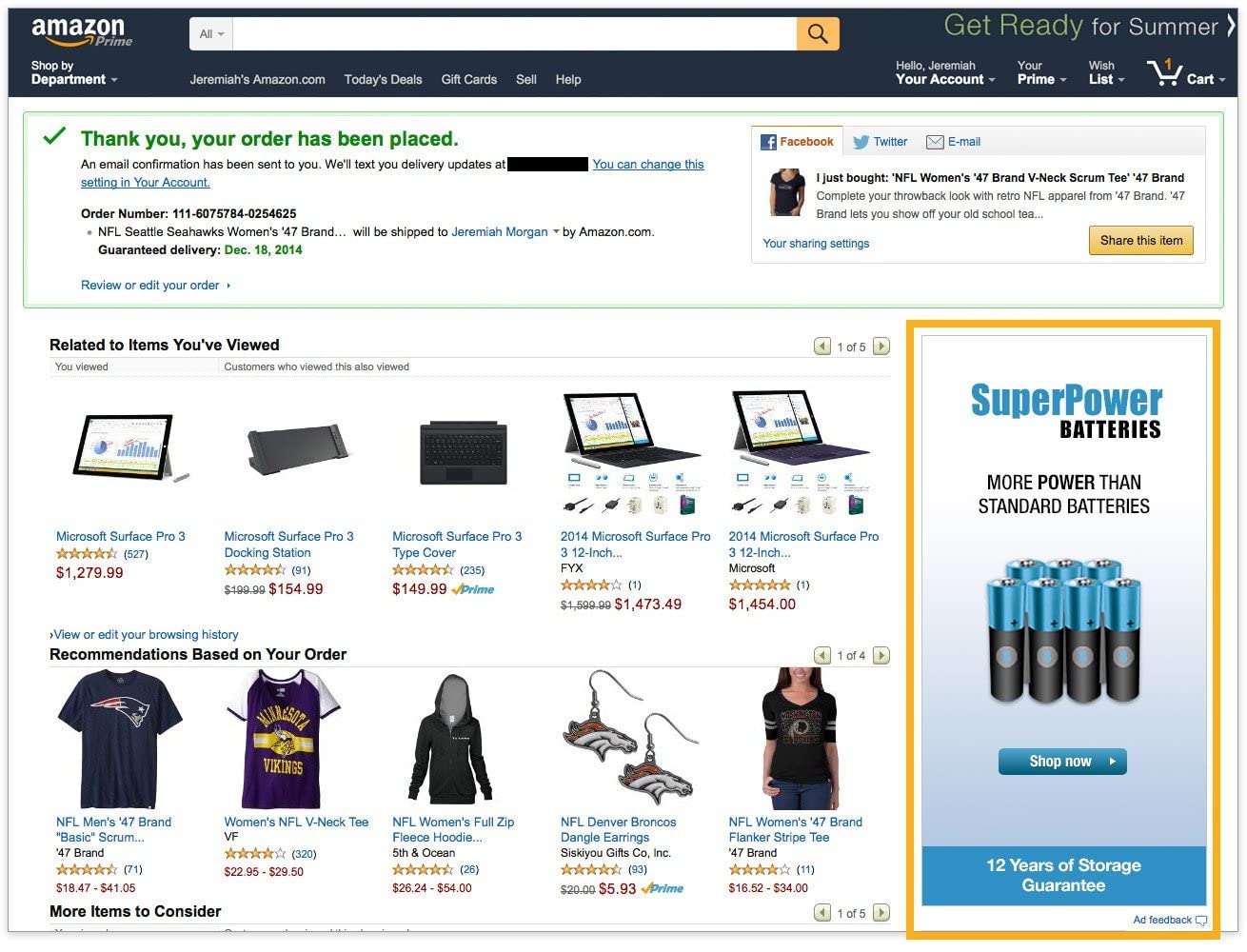 anúncio de meia página em uma página de agradecimento da amazon, 300 x 600