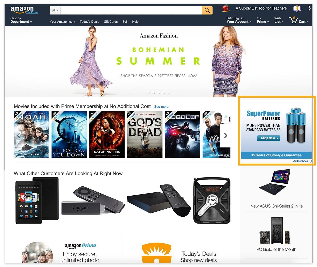 retângulo médio na página inicial da amazon, 300 x 250
