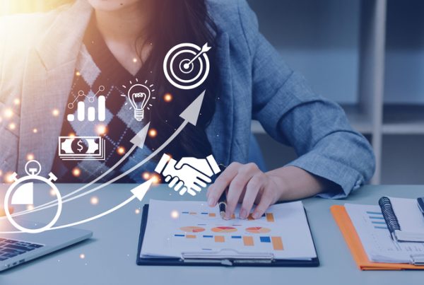 startup concept with icon business and network connection on mod