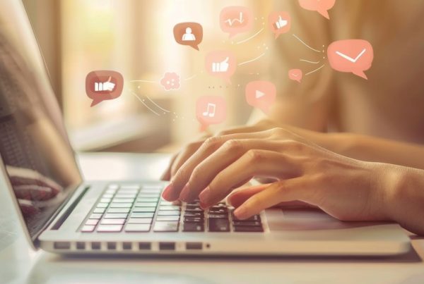 social media interaction on laptop