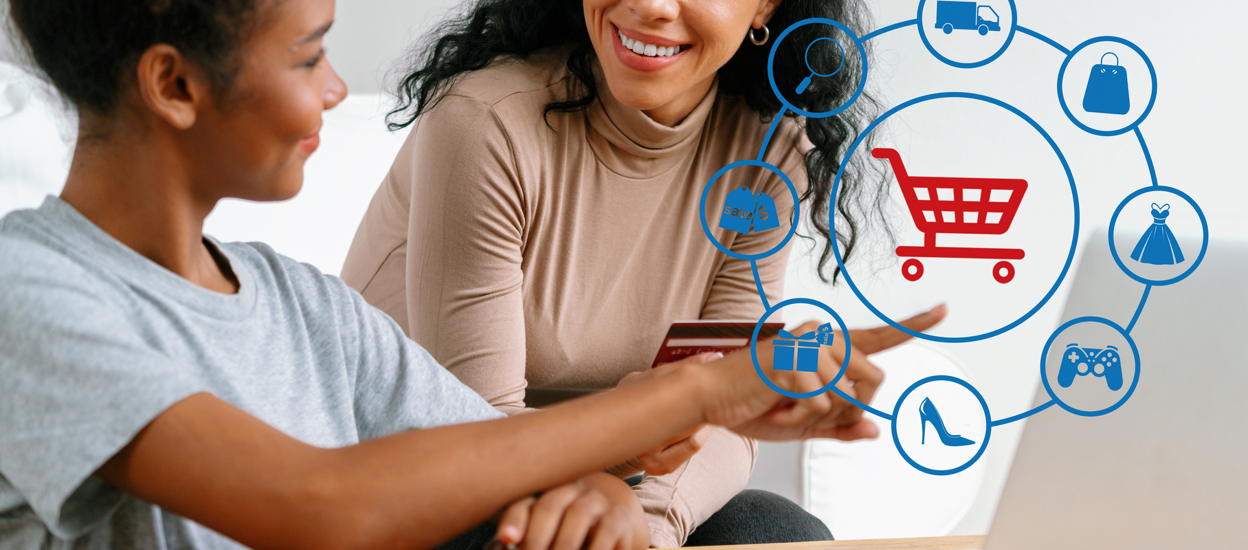 elegant consumer holding credit consulting shopping online inventory. cybercash.