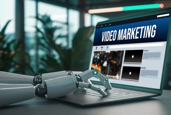 video marketing concept on laptop screen brisk