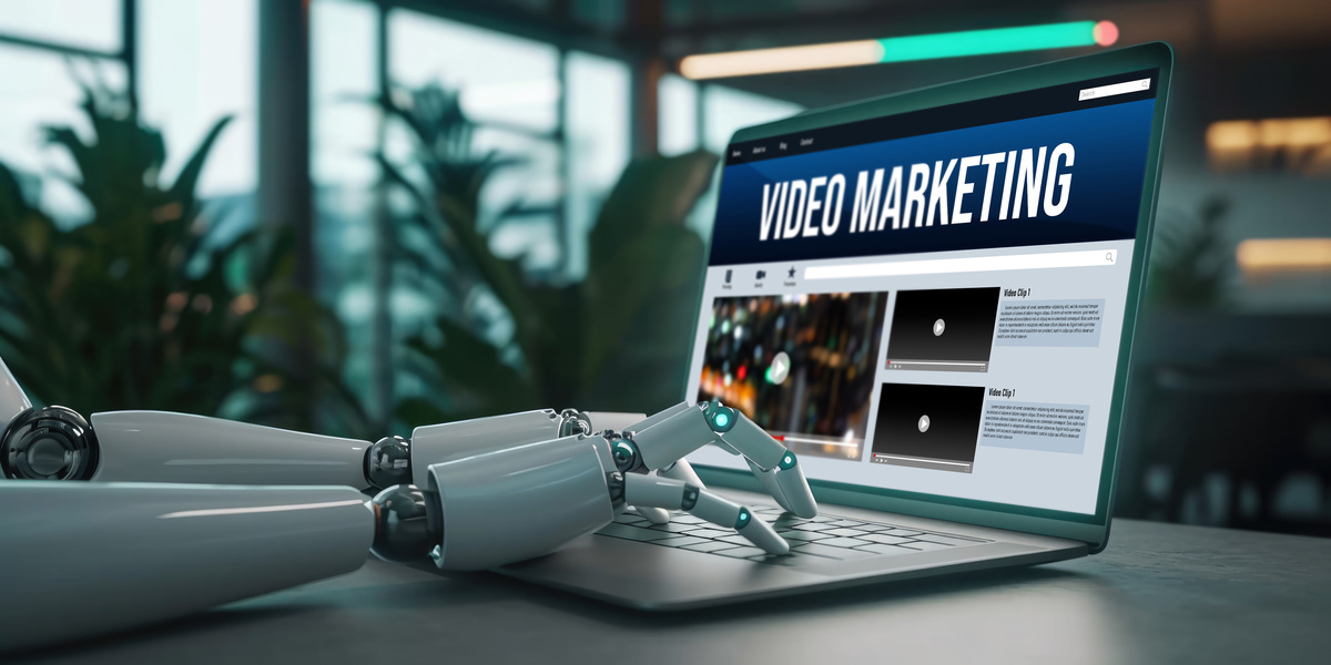 video marketing concept on laptop screen brisk