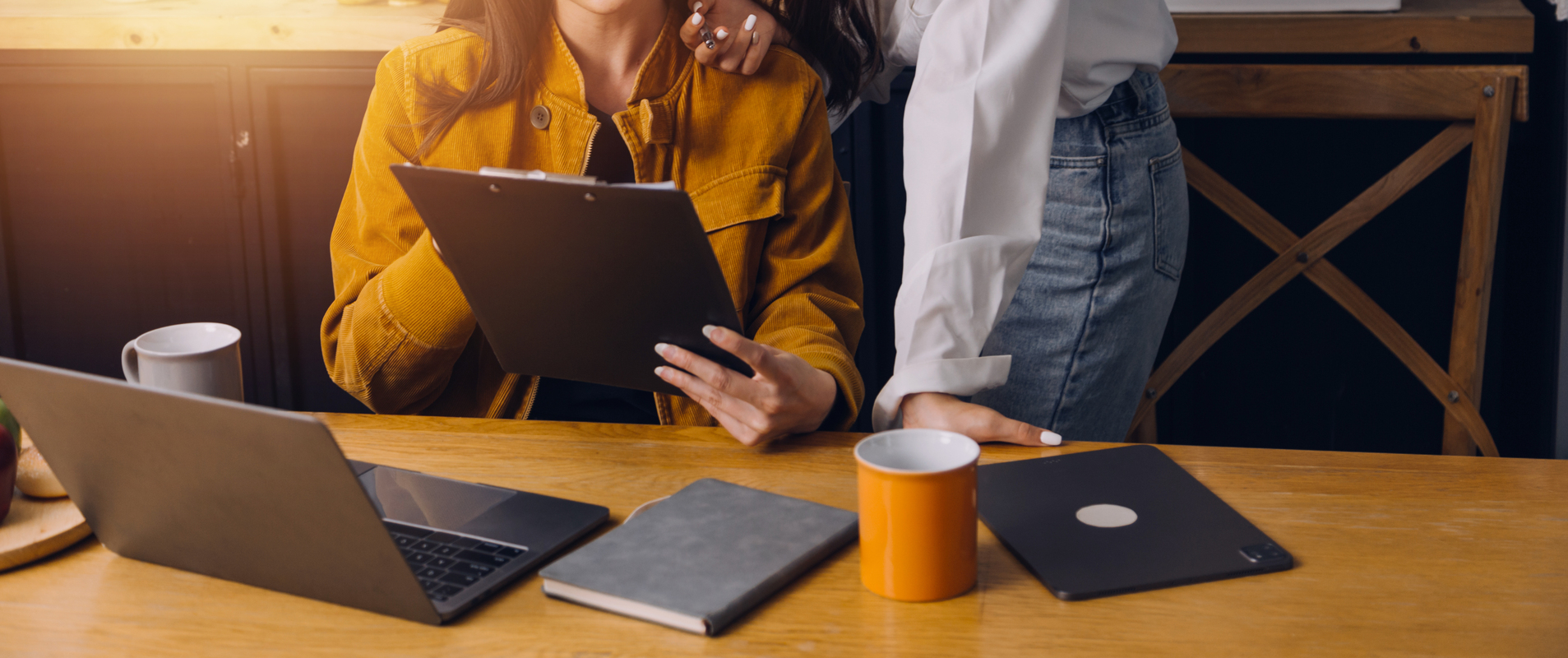 cropped photo of freelancer business asian woman holding coffee
