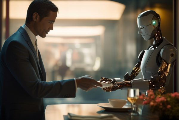 anthropomorphic futuristic robot performing regular human job (1)