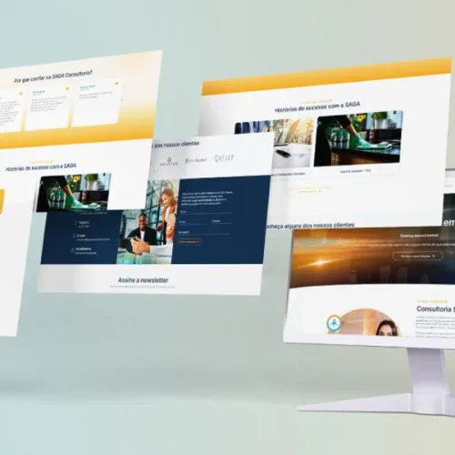Interfaces de sites corporativos em várias telas